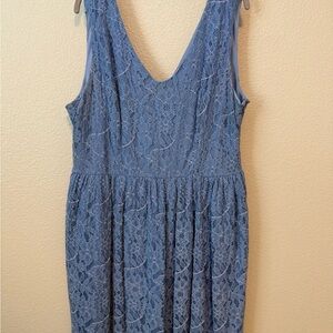 Modcloth Blue V-Neck Backless Sundress for Weddings